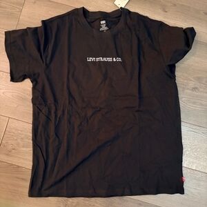 Levi's Black Crewneck T-Shirt with White Logo & Back Graphic